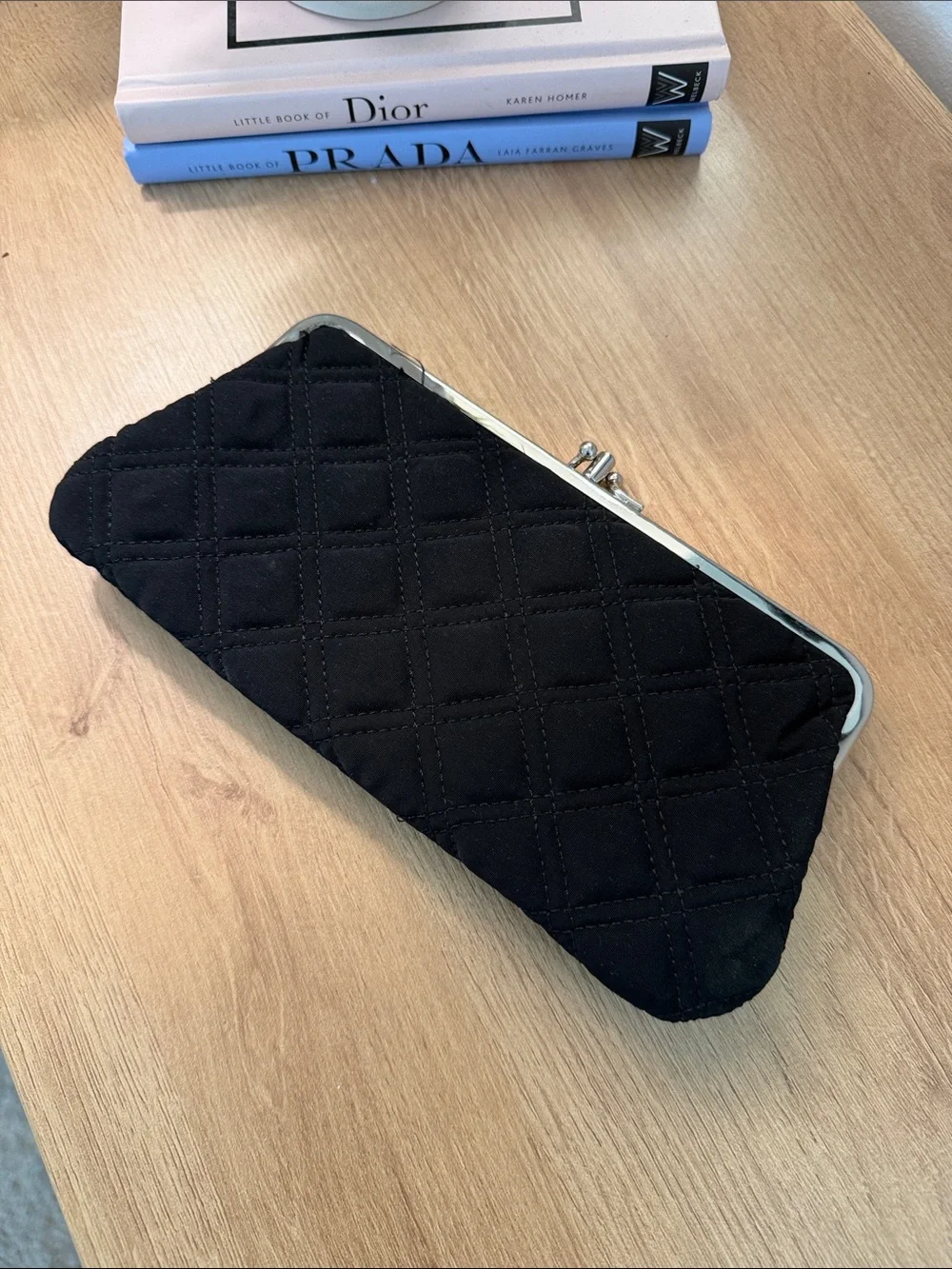 Vera Bradley Black Quilted Frame Clutch