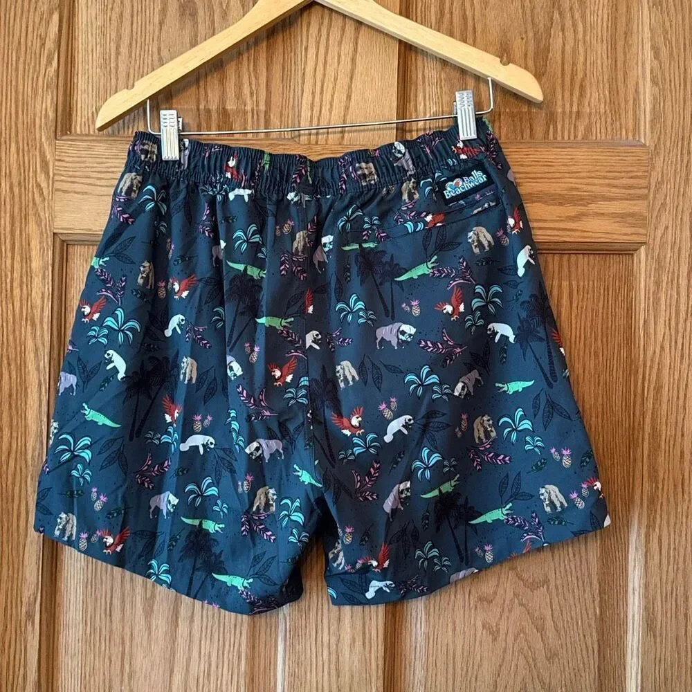BALLS BEACHWEAR Sunglass Animal Print Swim Trunks Large