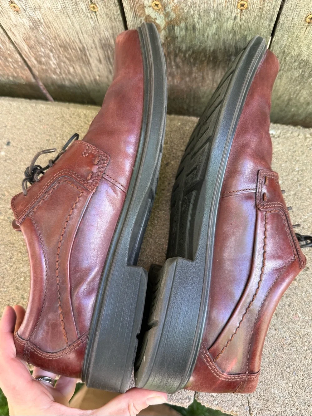 Ecco Men's Chestnut Brown Leather Derby Lace Up Shoes Size 45