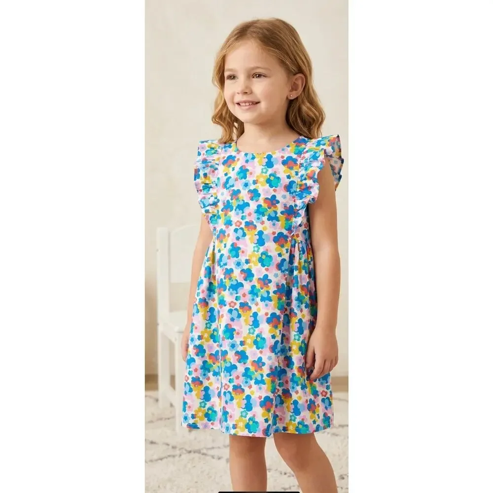 NWT❤️Mini Boden Print Sleeve Dress sz7/8Y