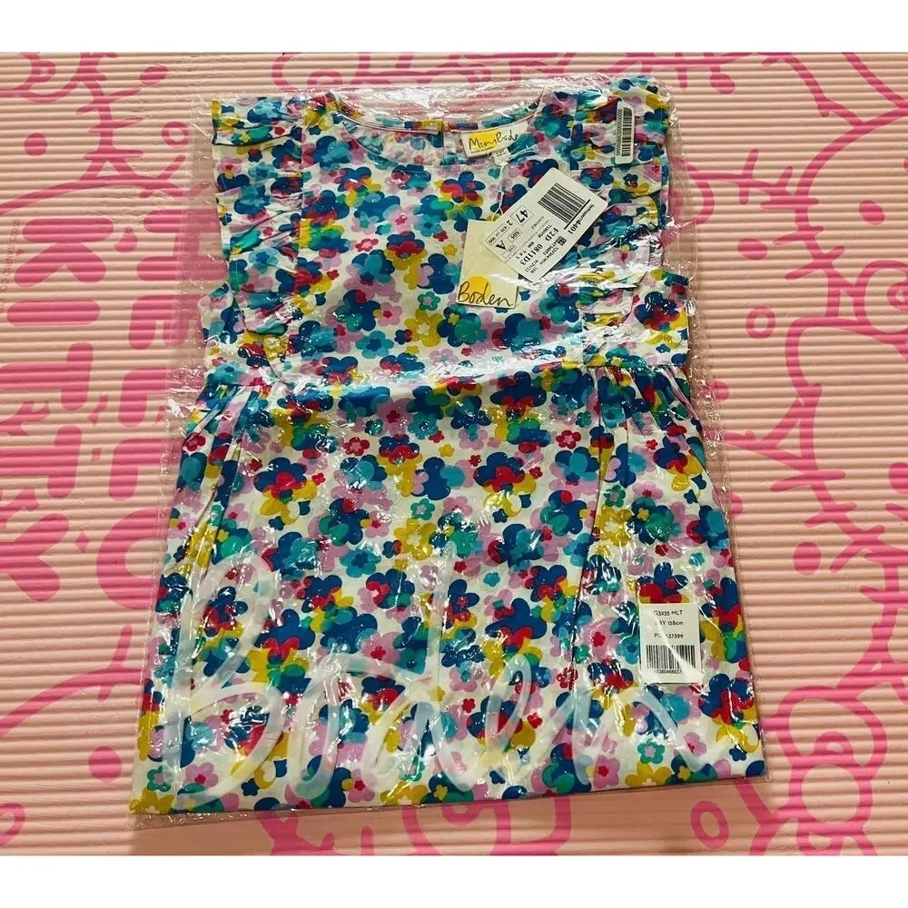 NWT❤️Mini Boden Print Sleeve Dress sz7/8Y