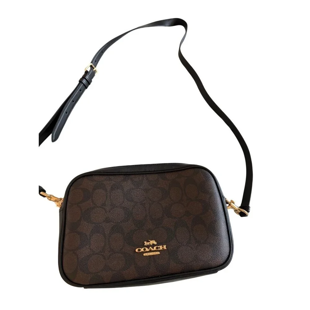 Coach Womens Crossbody in Signature Canvas Brown Black Fabric Lining  Casual