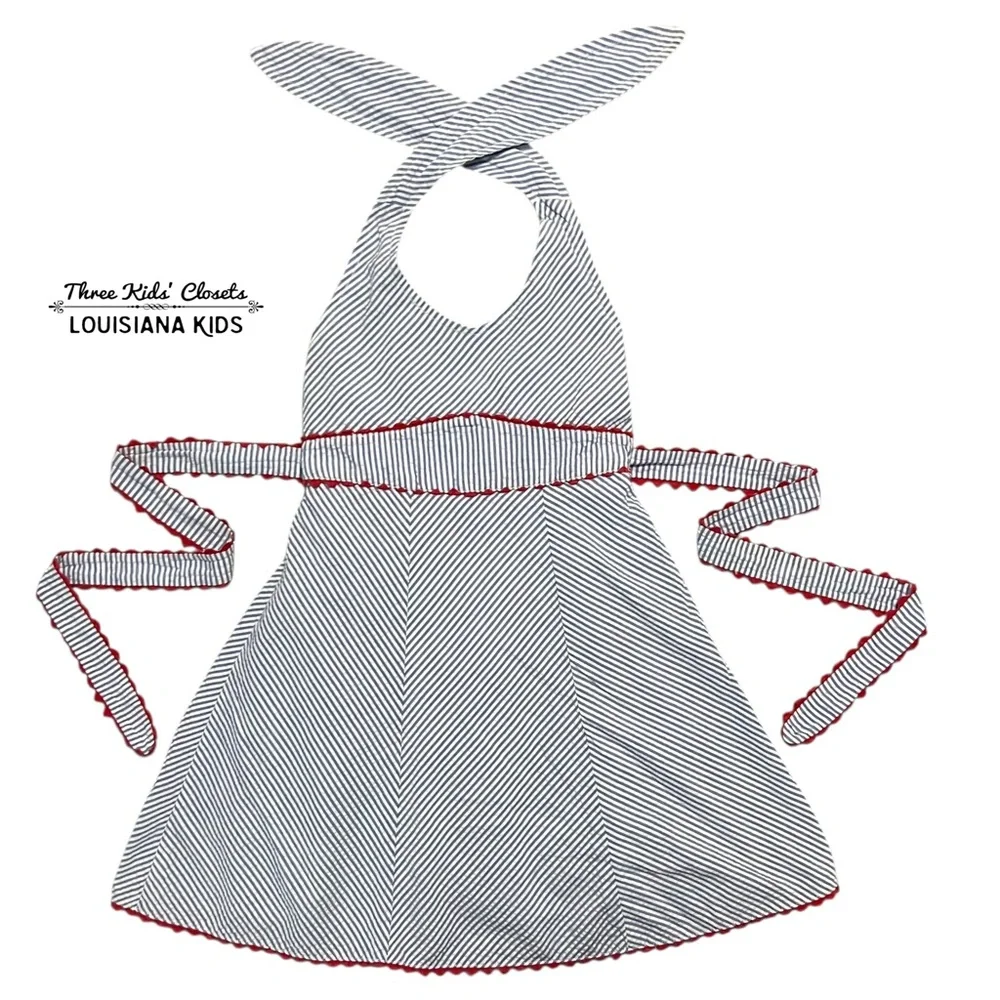 CachCach 5Y Blue Seersucker Halter Dress