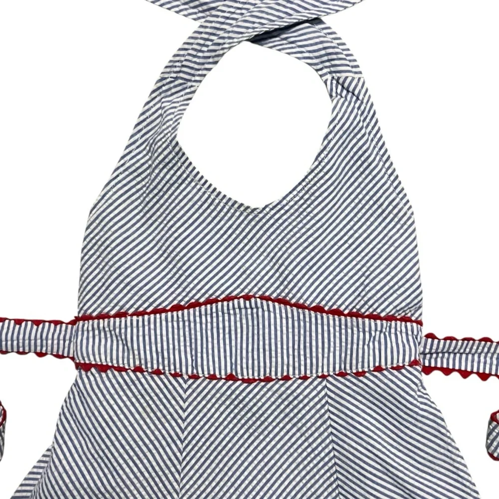 CachCach 5Y Blue Seersucker Halter Dress