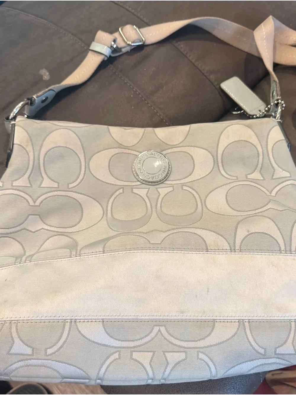 Coach Gray Signature Jacquard Shoulder Bag