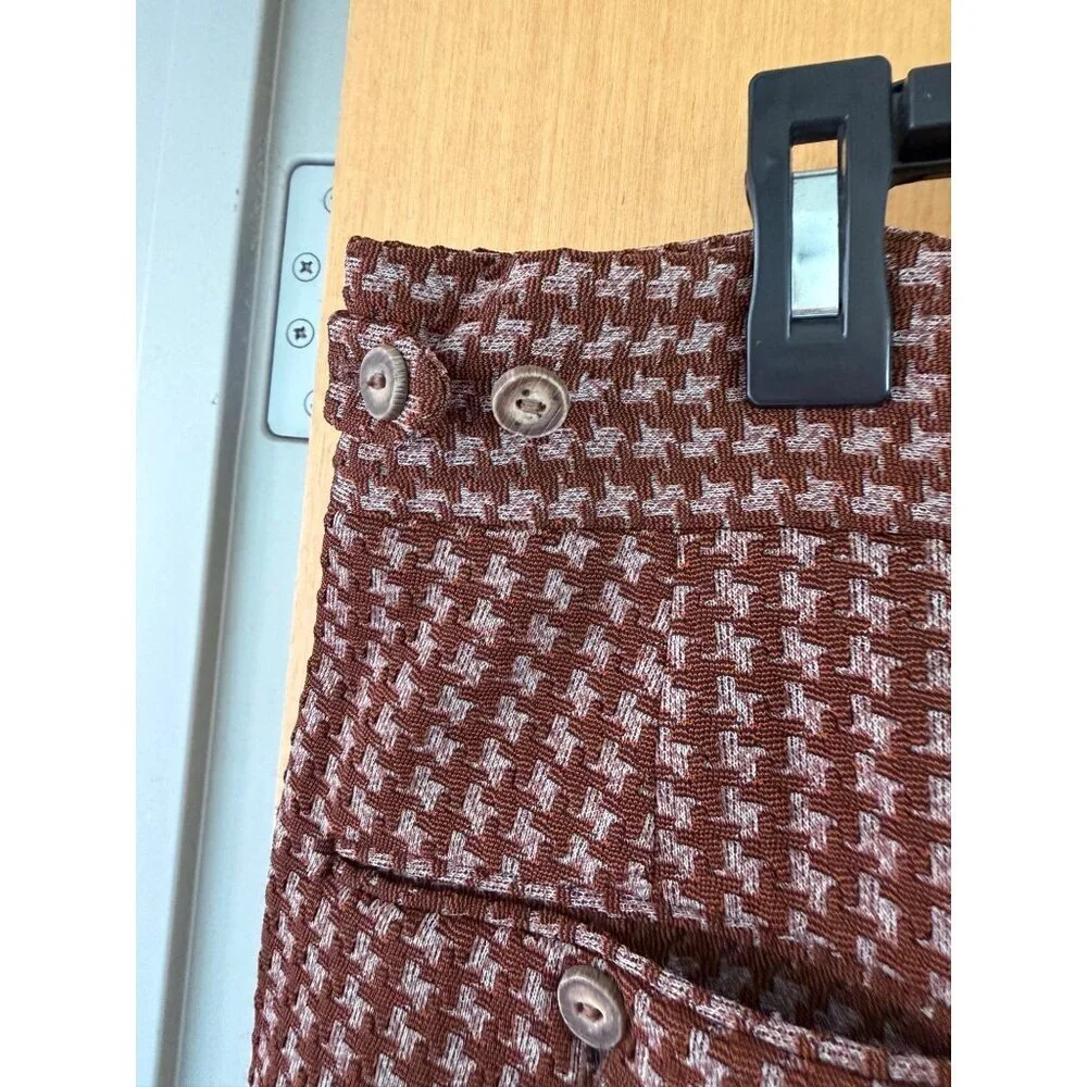Swagger 60s Mens Houndstooth Skinny Ankle Pants Size 34/31 Brown Hipster
