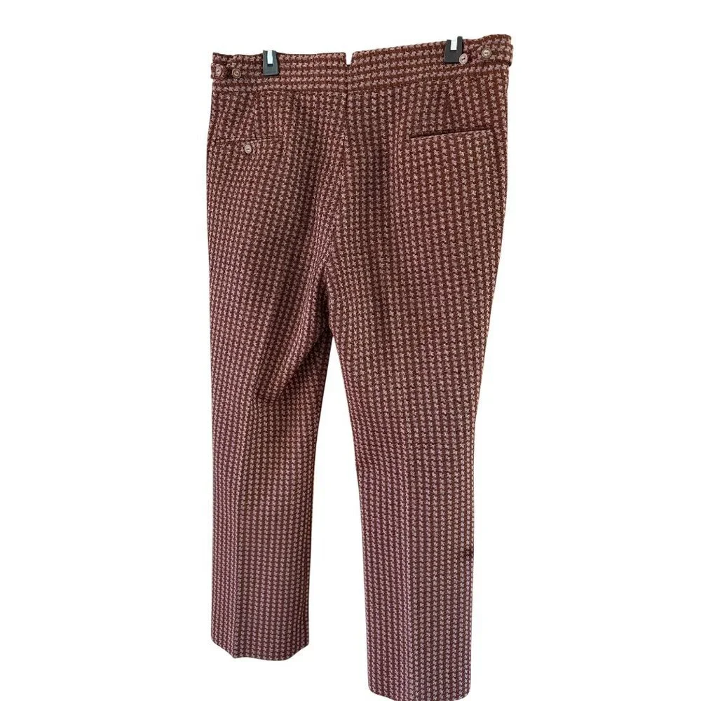 Swagger 60s Mens Houndstooth Skinny Ankle Pants Size 34/31 Brown Hipster