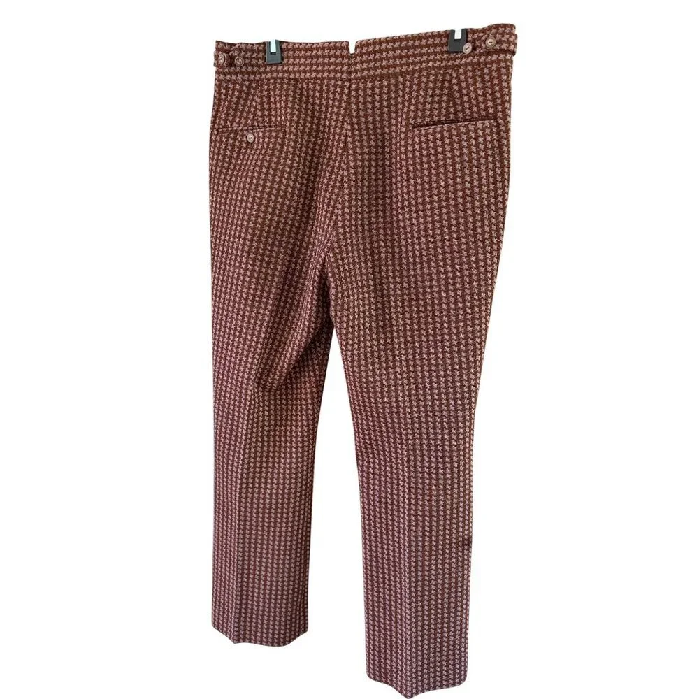 Swagger 60s Mens Houndstooth Skinny Ankle Pants Size 34/31 Brown Hipster