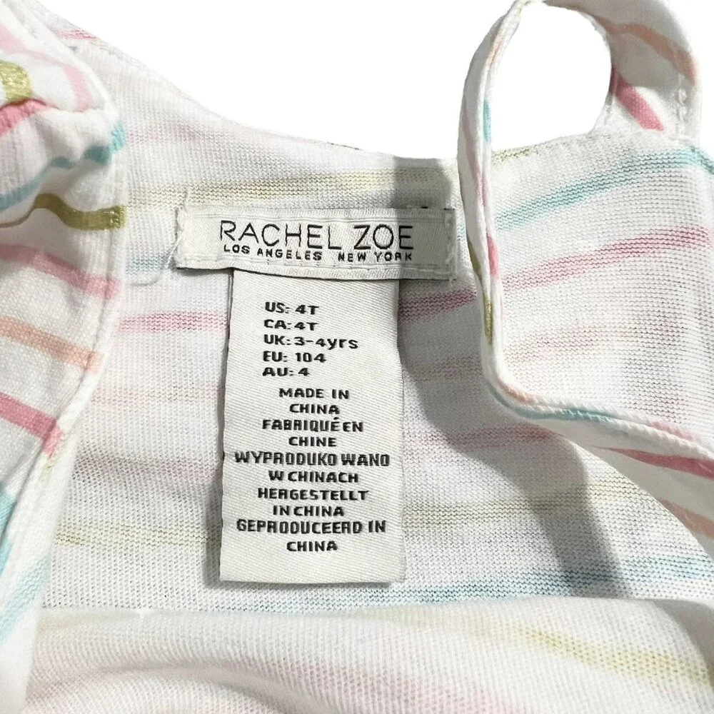 Rachel Zoe 4T Colorful Striped Ruffle Dress