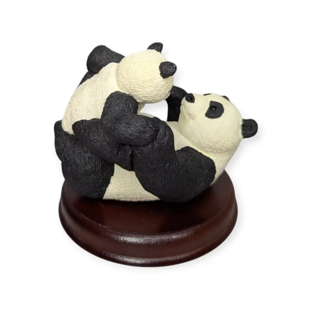 Marty Sculpture Inc Bear Foot Char-ming 7704 Panda Figurine on Wooden Base