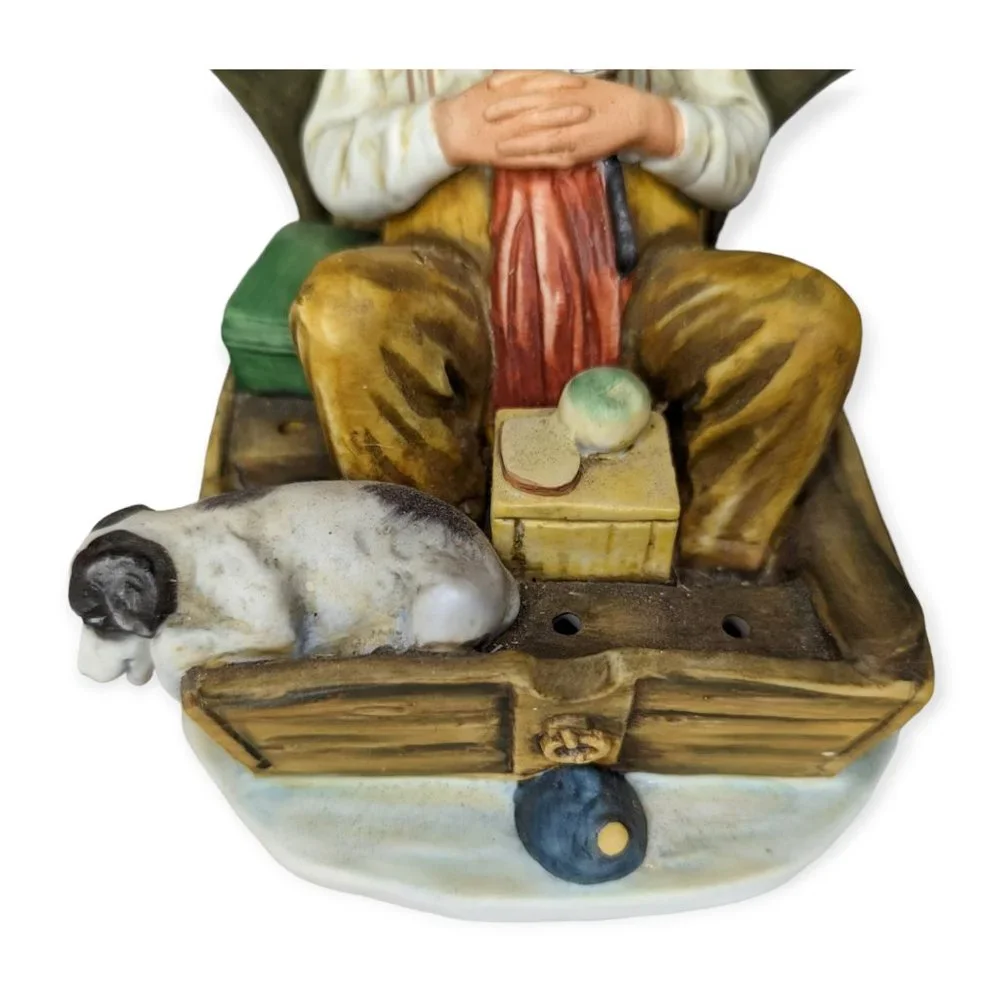 Vintage Gorham Ceramic Norman Rockwell Fishing Figure