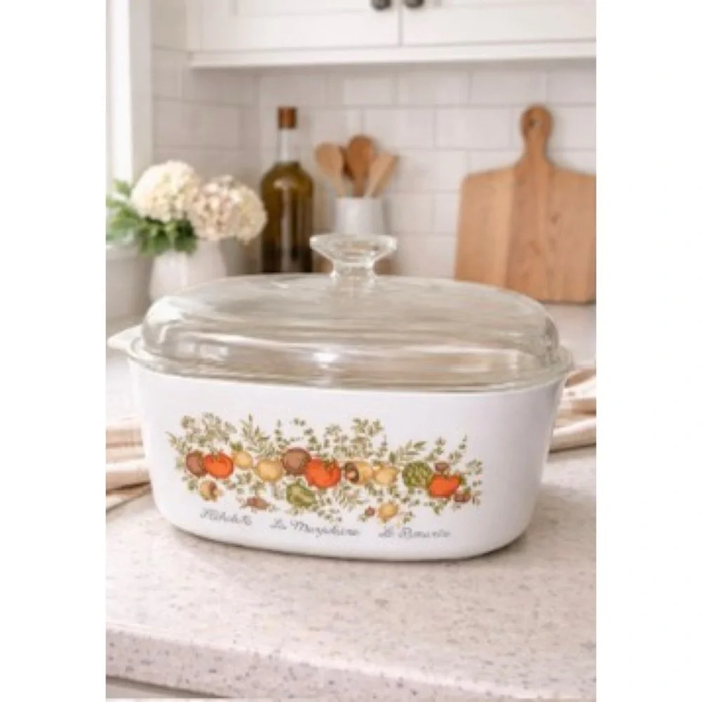 Vintage CorningWare Pyrex Spice of Life L'Echalote 5QT A5B Casserole Dish Rare