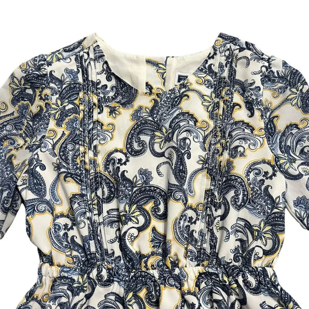 Janie and Jack Sz 6 Blue & Gold Paisley Print Dress