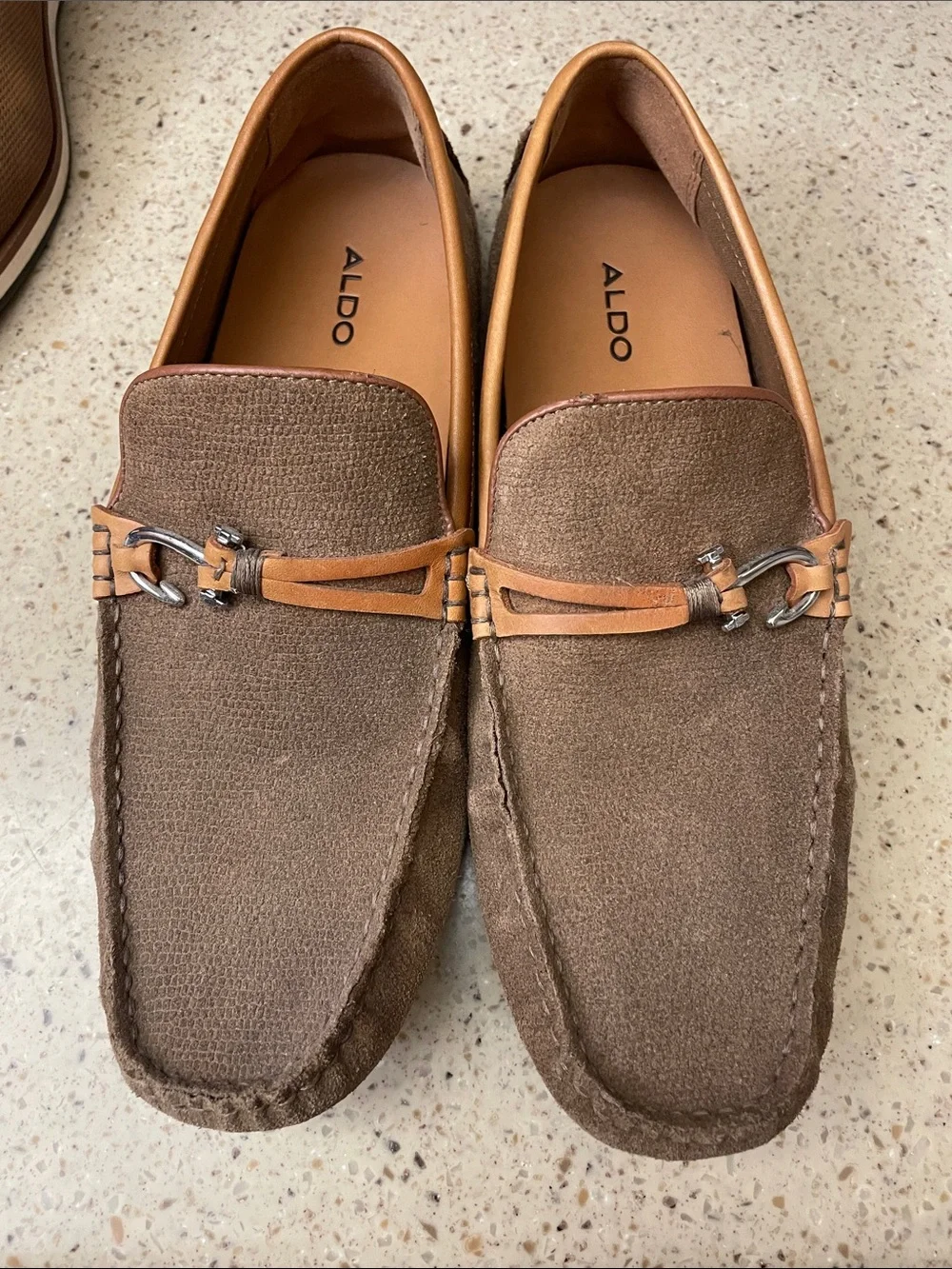 ALDO Brown Suede Men’s Slip-On Loafers with Tan Trim