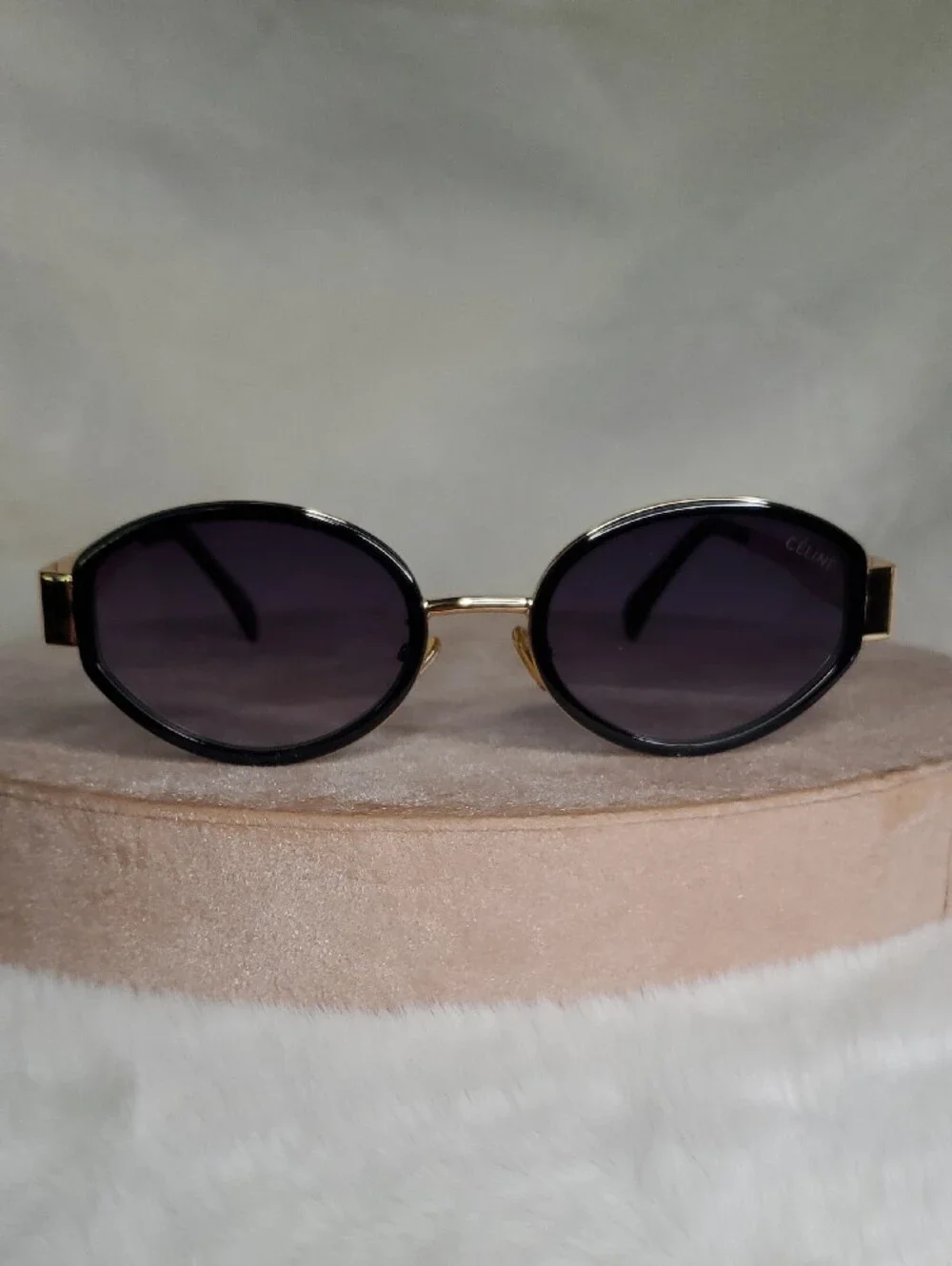 Celine Gold and Black Round Sunglasses - Designer Style