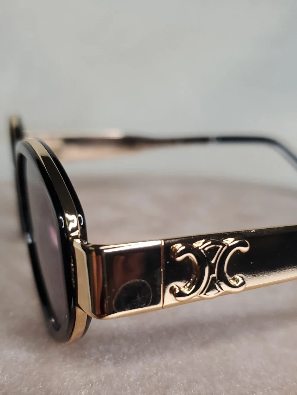 Celine Gold and Black Round Sunglasses - Designer Style