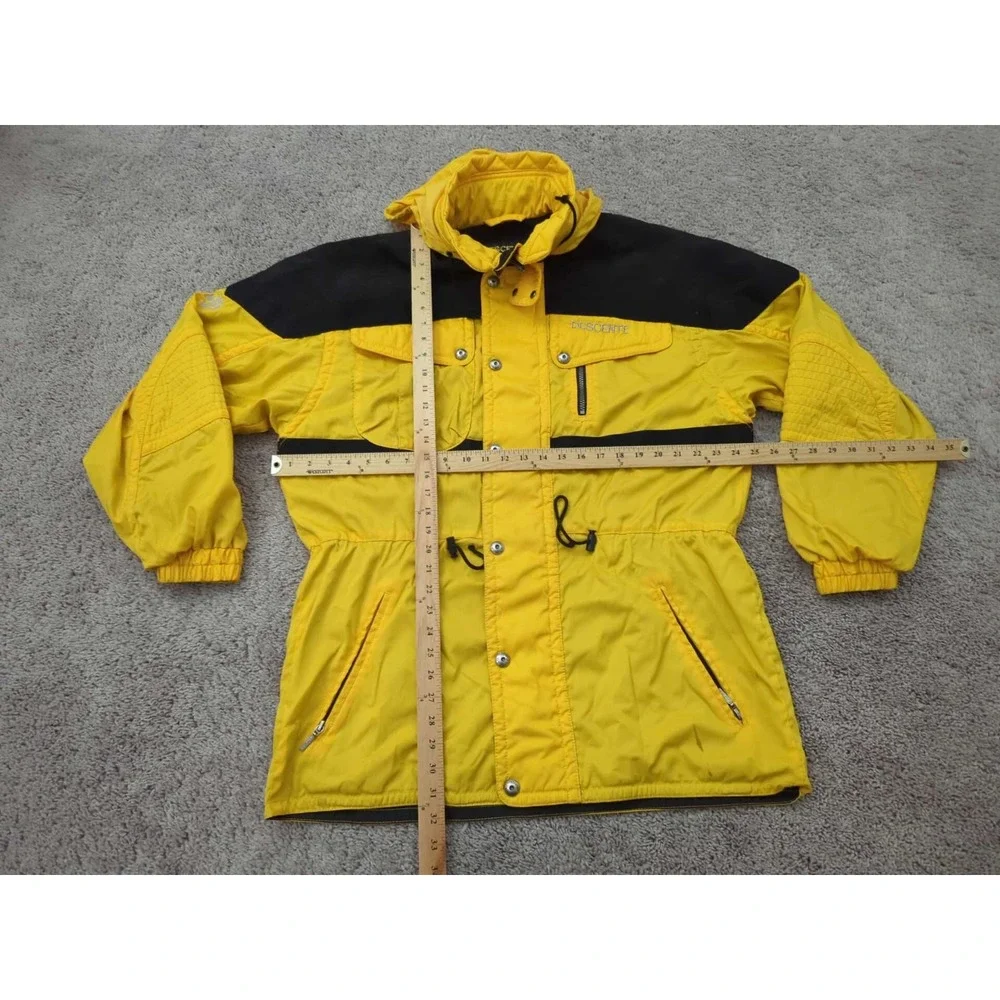 Descente Ski Wear‎ Jacket Mens Large Yellow Long Sleeve Hooded Insulated