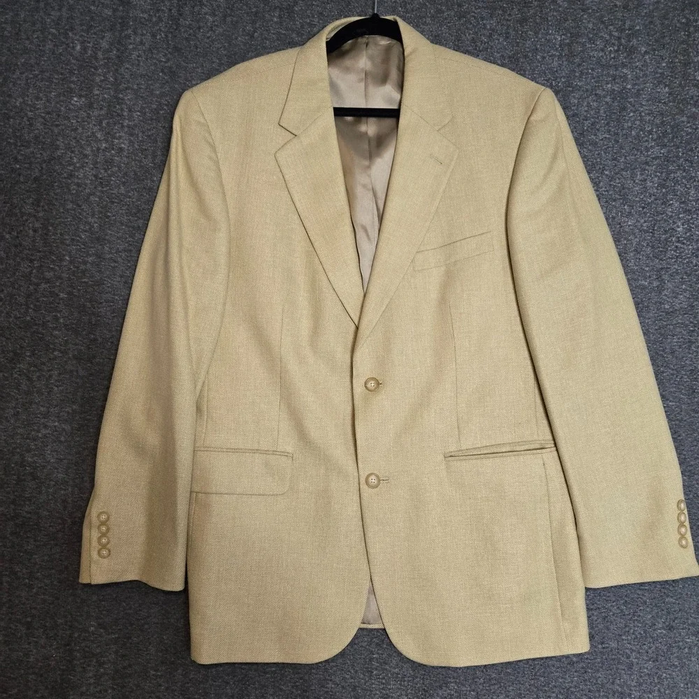Lands' End Men's Silk‎ Wool 2-Button Blazer Jacket Beige 43R