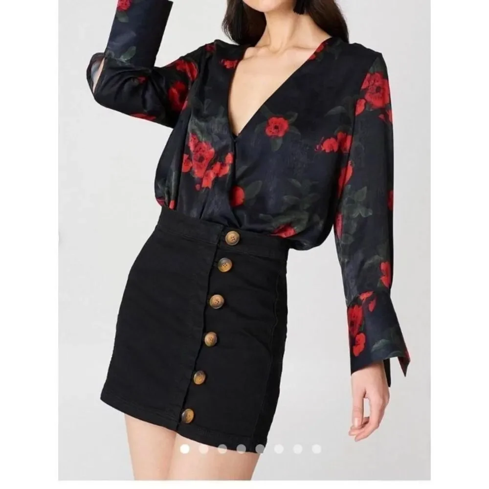 Free People Little Daisies Side Button Skirt