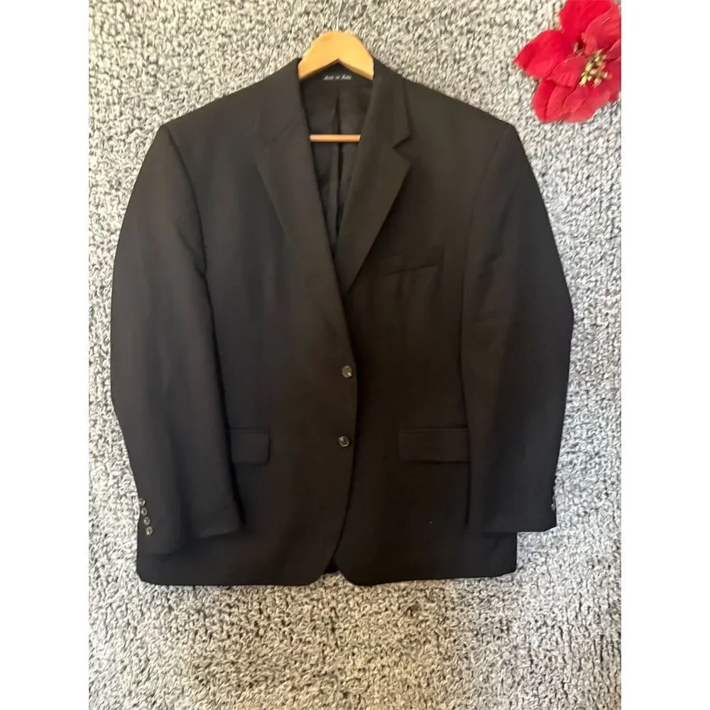 Chaps Men's Vintage Wool Blazer Sport Coat Jacket Black Size 48