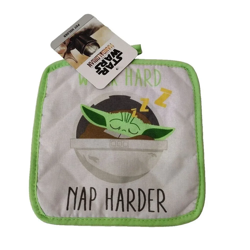 Disney Mandalorian Baby Yoda Grogu Kitchen Towel Pot Holder Green White 2 Pieces
