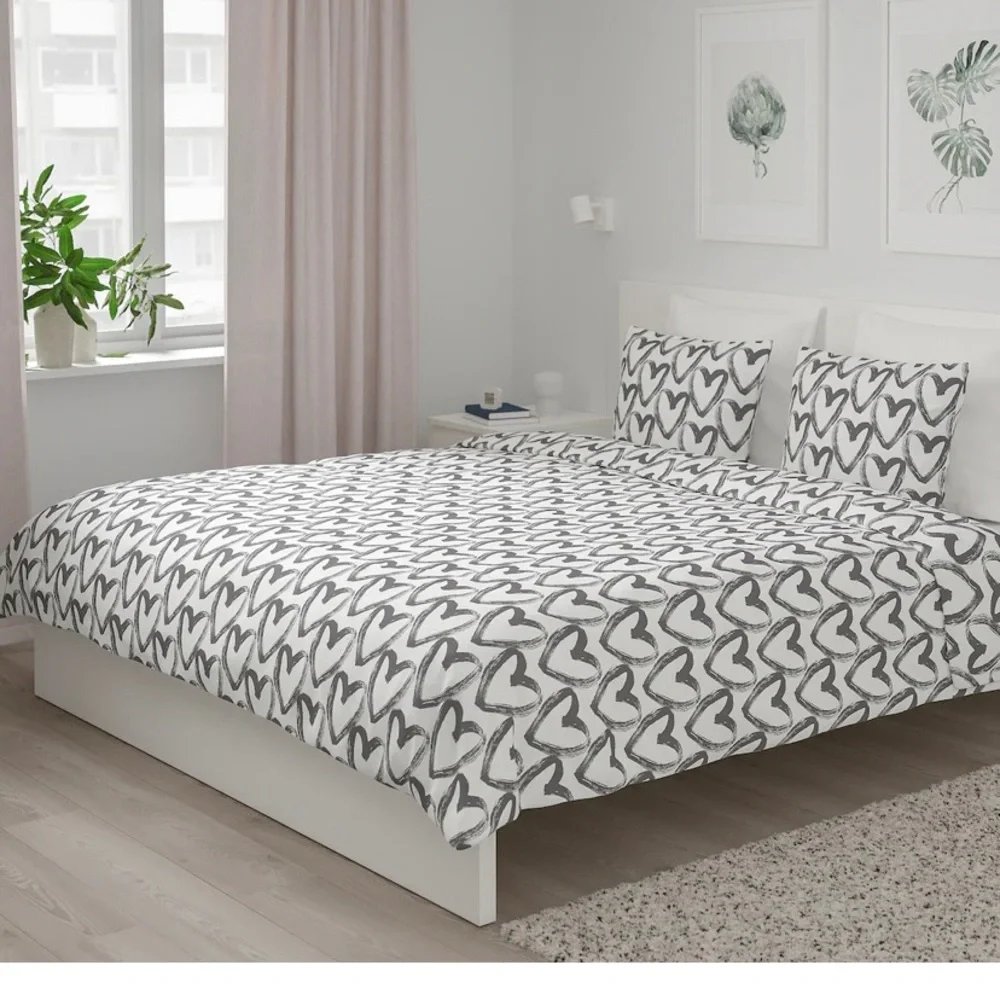Heart Print Duvet cover and pillowcases Fu…