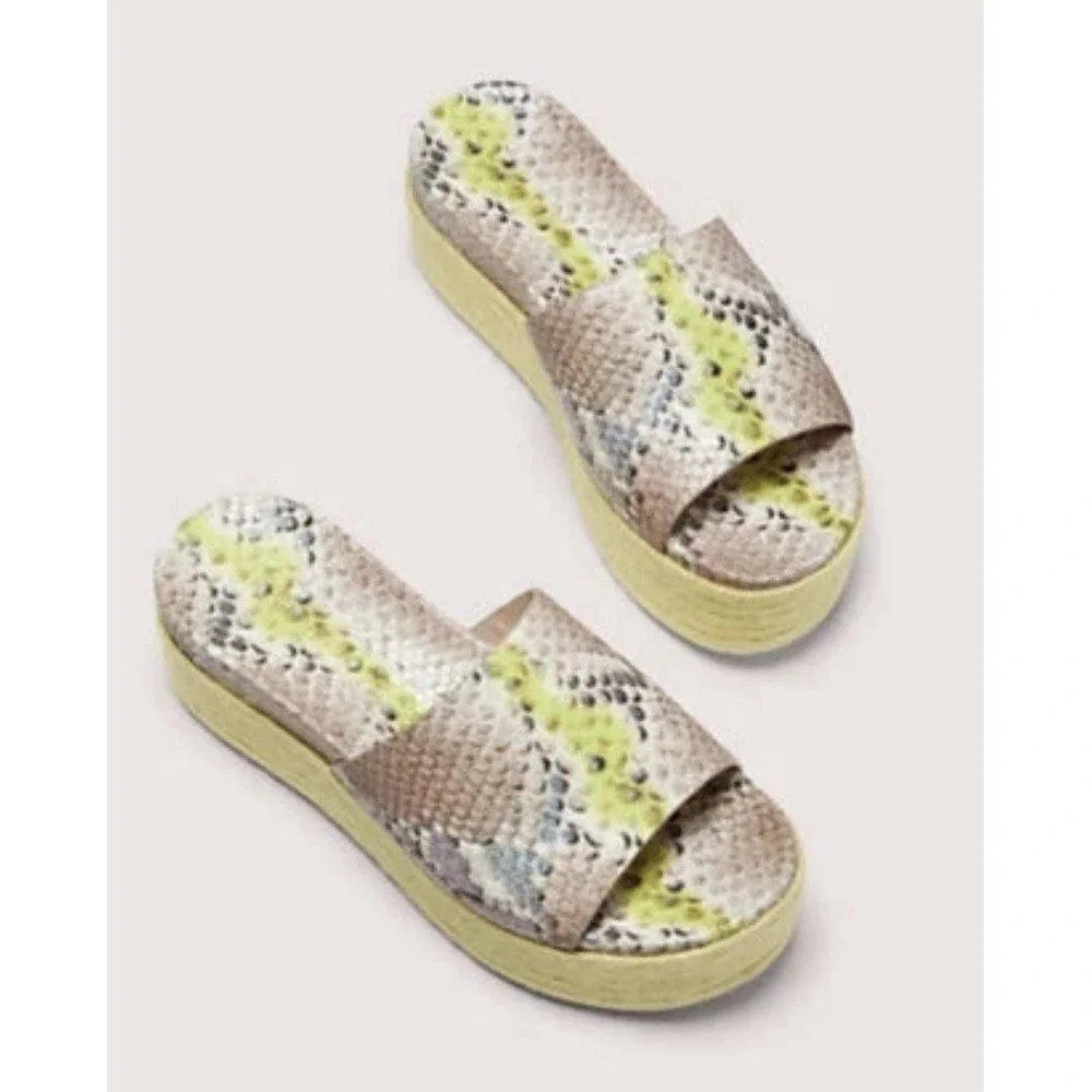 kate spade Zia Espadrille Platform Sandal Snake Print Leather Slide Size‎ 11