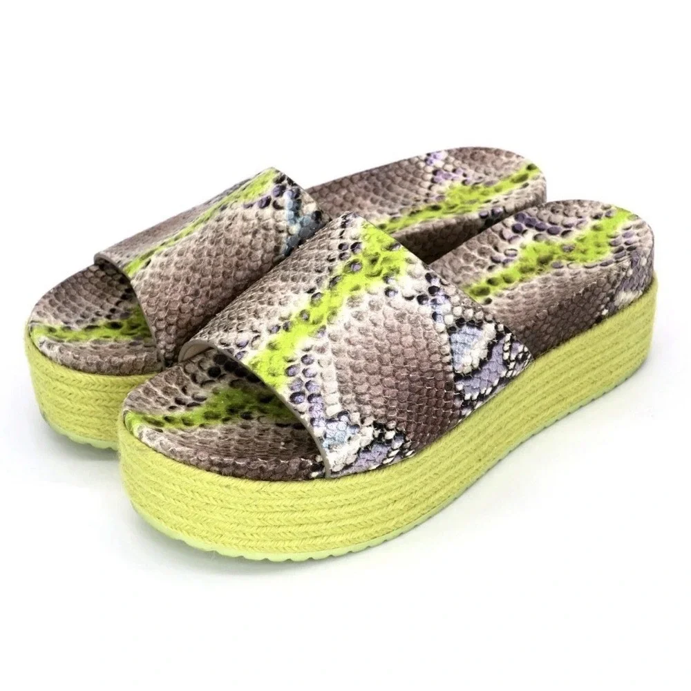 kate spade Zia Espadrille Platform Sandal Snake Print Leather Slide Size‎ 11