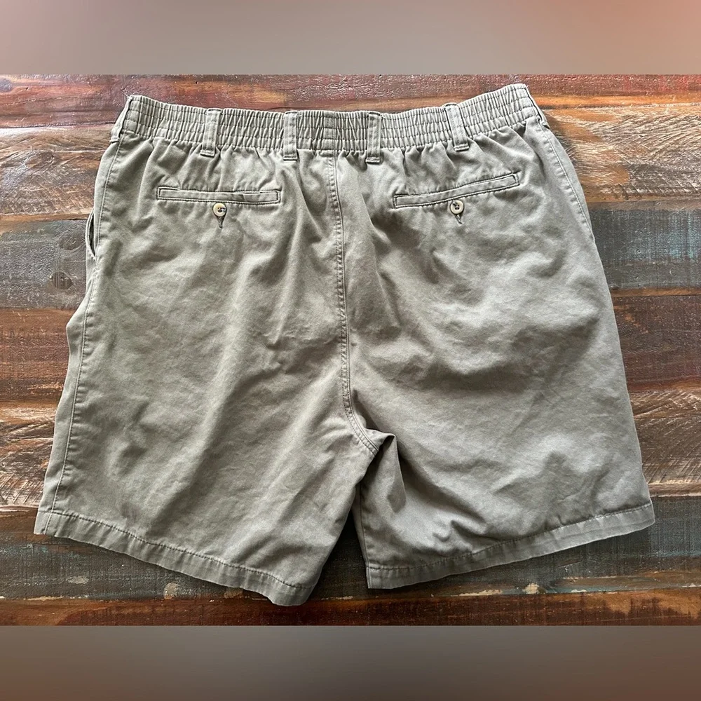 HB By DXL Men’s 1X Waist Tan Chino Chambray Zip Elastic Waist Stretch Shorts