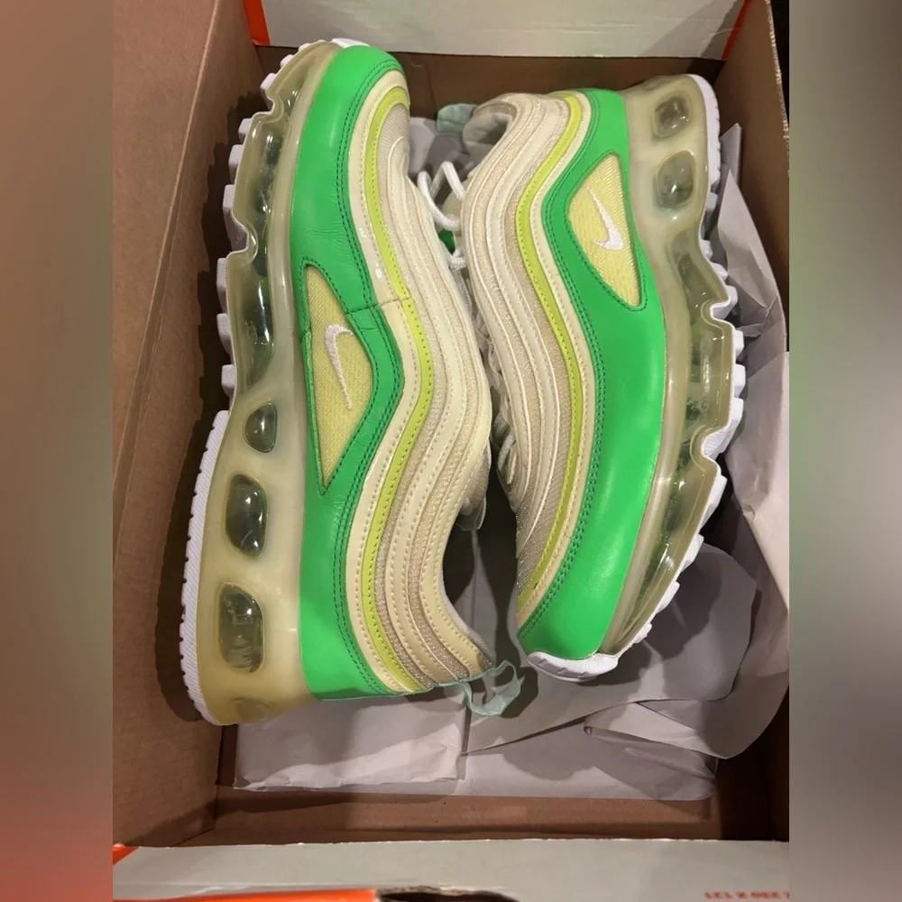 Nike Air Max ‘97 360 Radiant Green Sonic Yellow White Mens Size 9.5 NEW