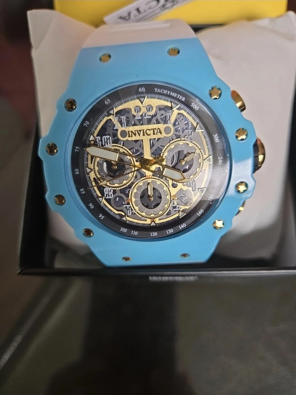69652 Invicta Racing Vaulthan White/Blue Unisex Skeleton Dial Watch Collector