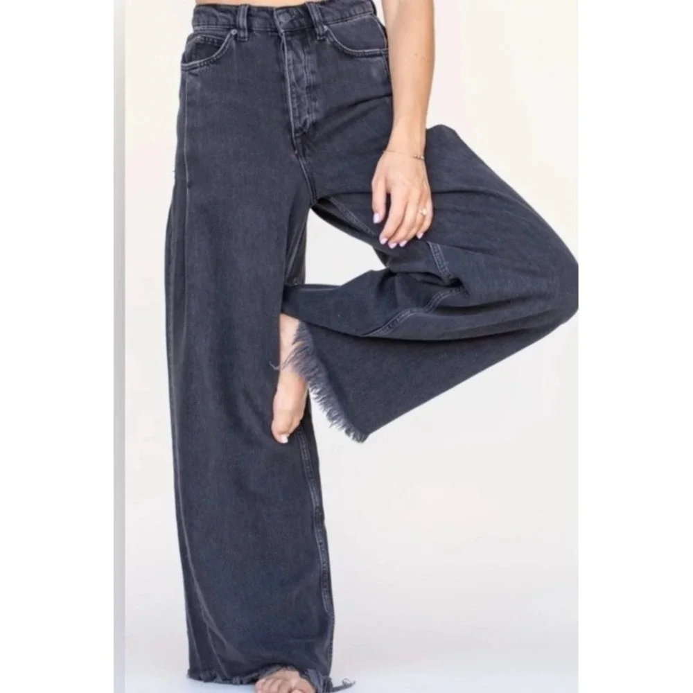 We The Free Old West Slouchy High Rise Wide Leg Jeans Womens 33 Blue Black Boho