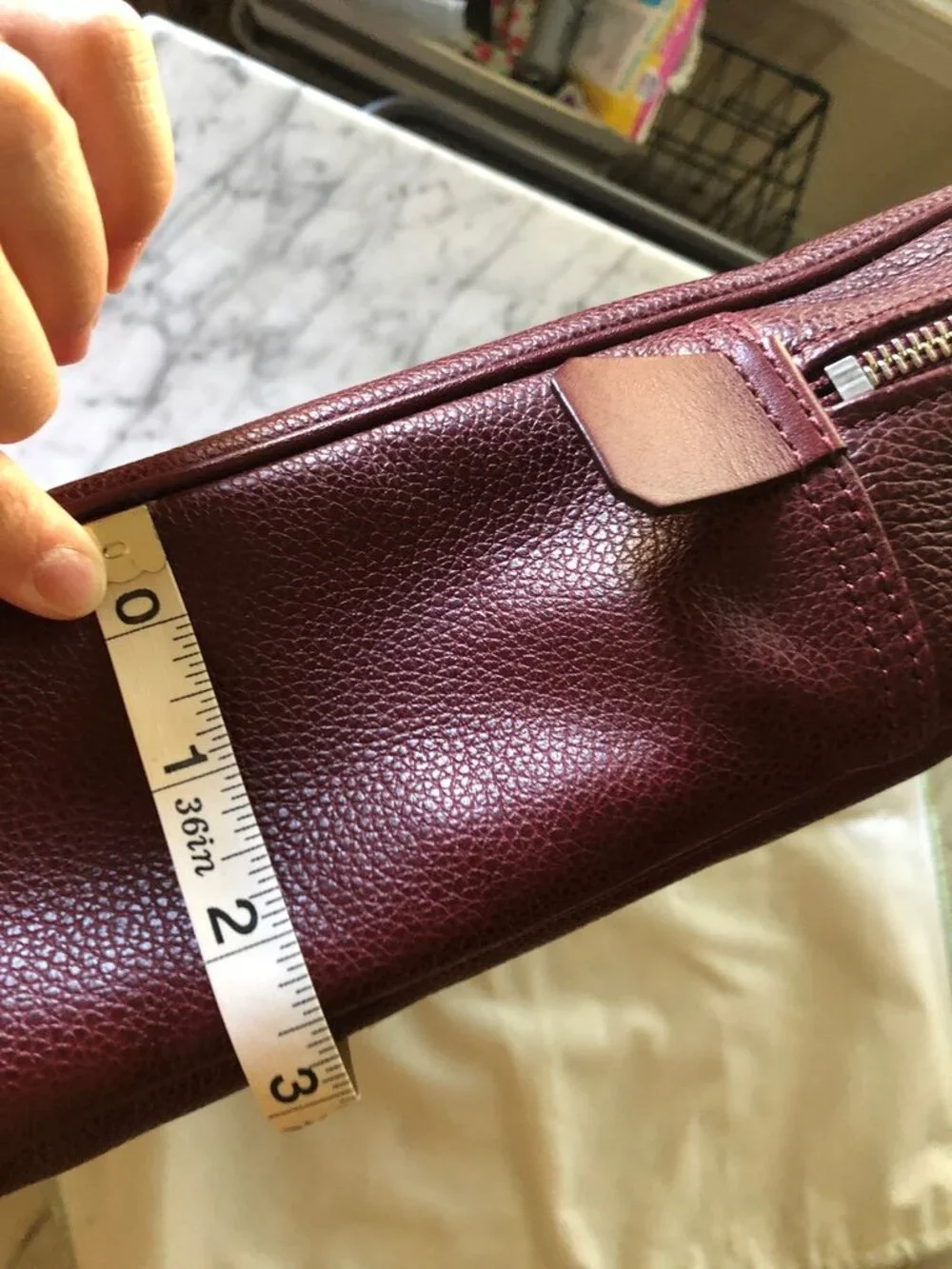 Longchamp Le Foulonné leather briefcase in a burgundy / deep red