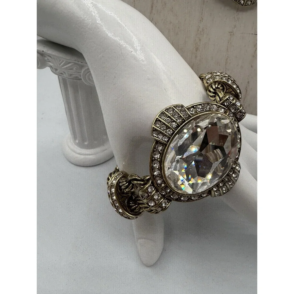 Heidi Daus Chain Of Events CLEAR  Necklace Bracelet  Jewelry Set OF 2 STUNNING!