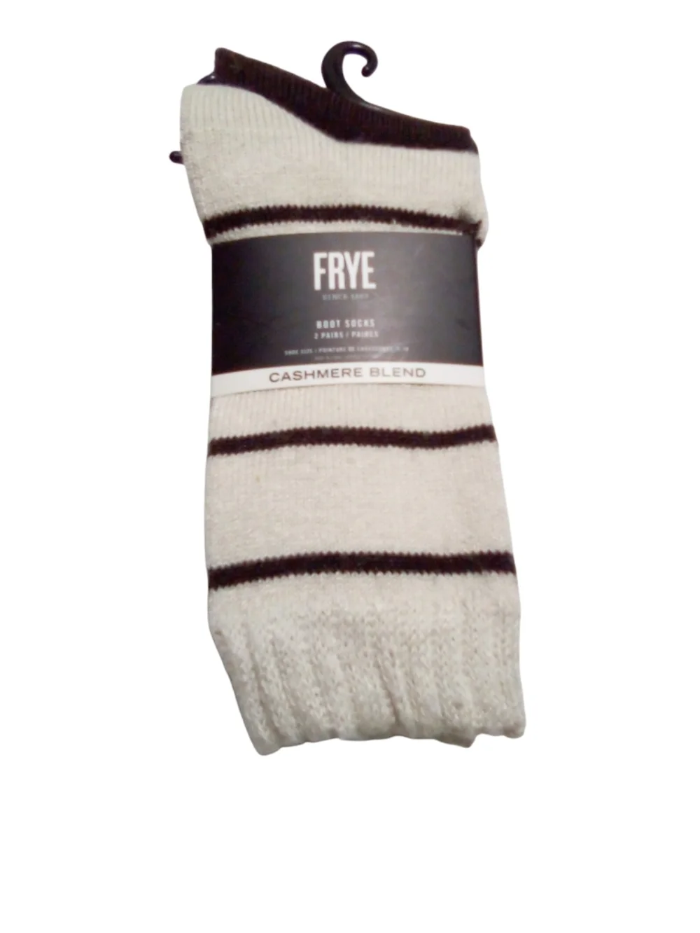 FRYE Women's Cashmere Blend Boot Socks 2 Pair Pack Shoe Size 5-10 Solid Stripe