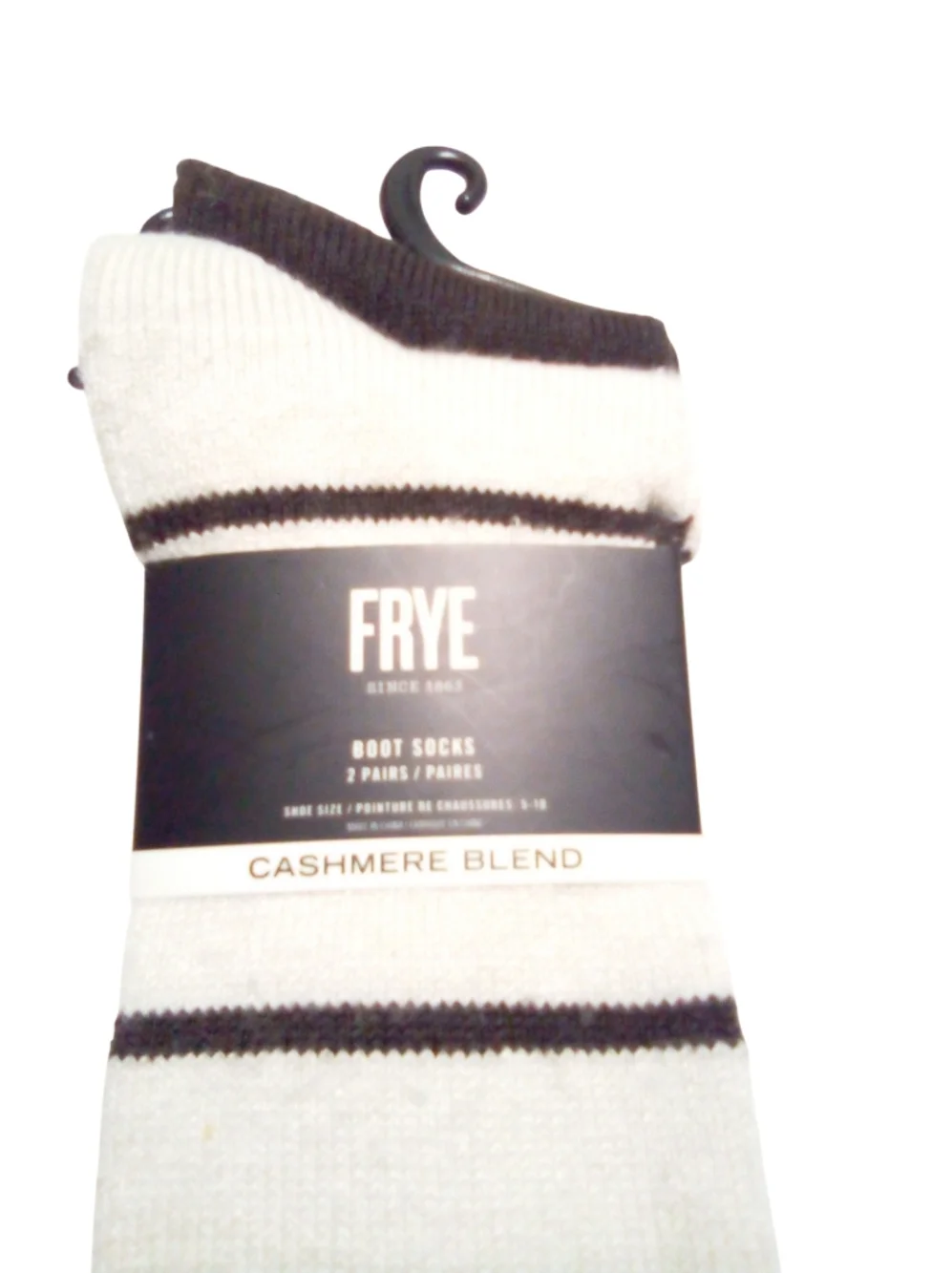 FRYE Women's Cashmere Blend Boot Socks 2 Pair Pack Shoe Size 5-10 Solid Stripe