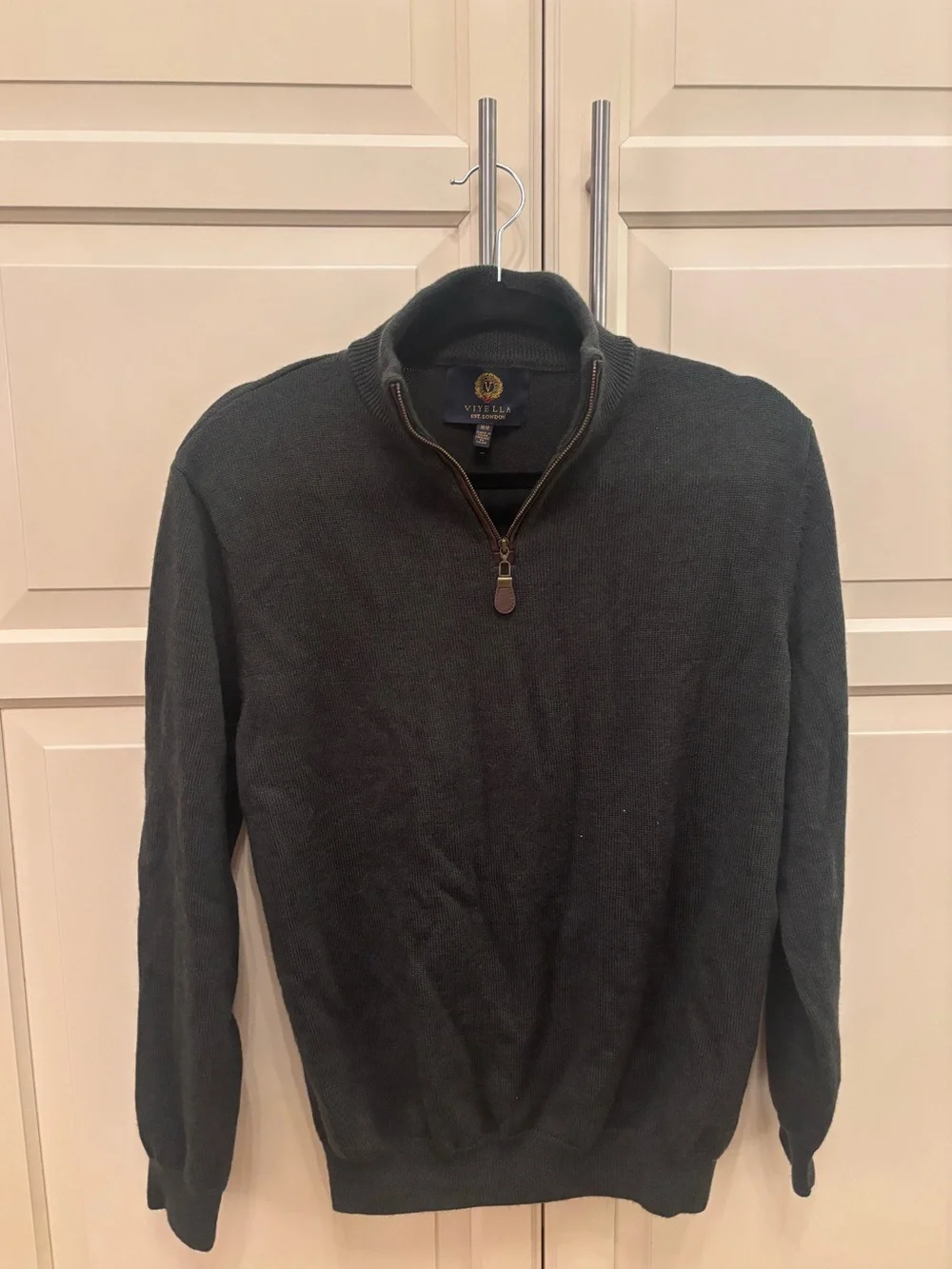 Viyella Est. London 100% Merino Wool Quarter Zip Sweater Men’s M Olive Green