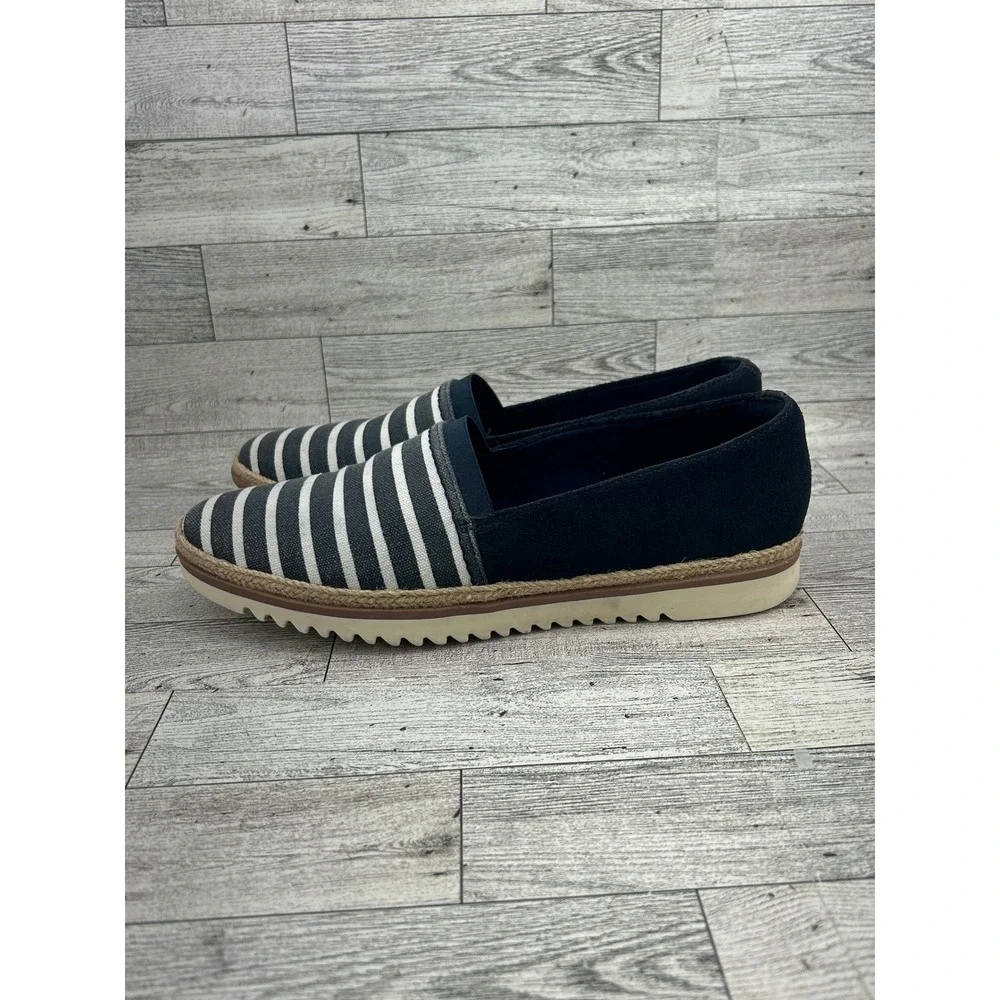 Clarks Striped Espadrille Flats Womens‎ Shoes Navy White Size 8.5