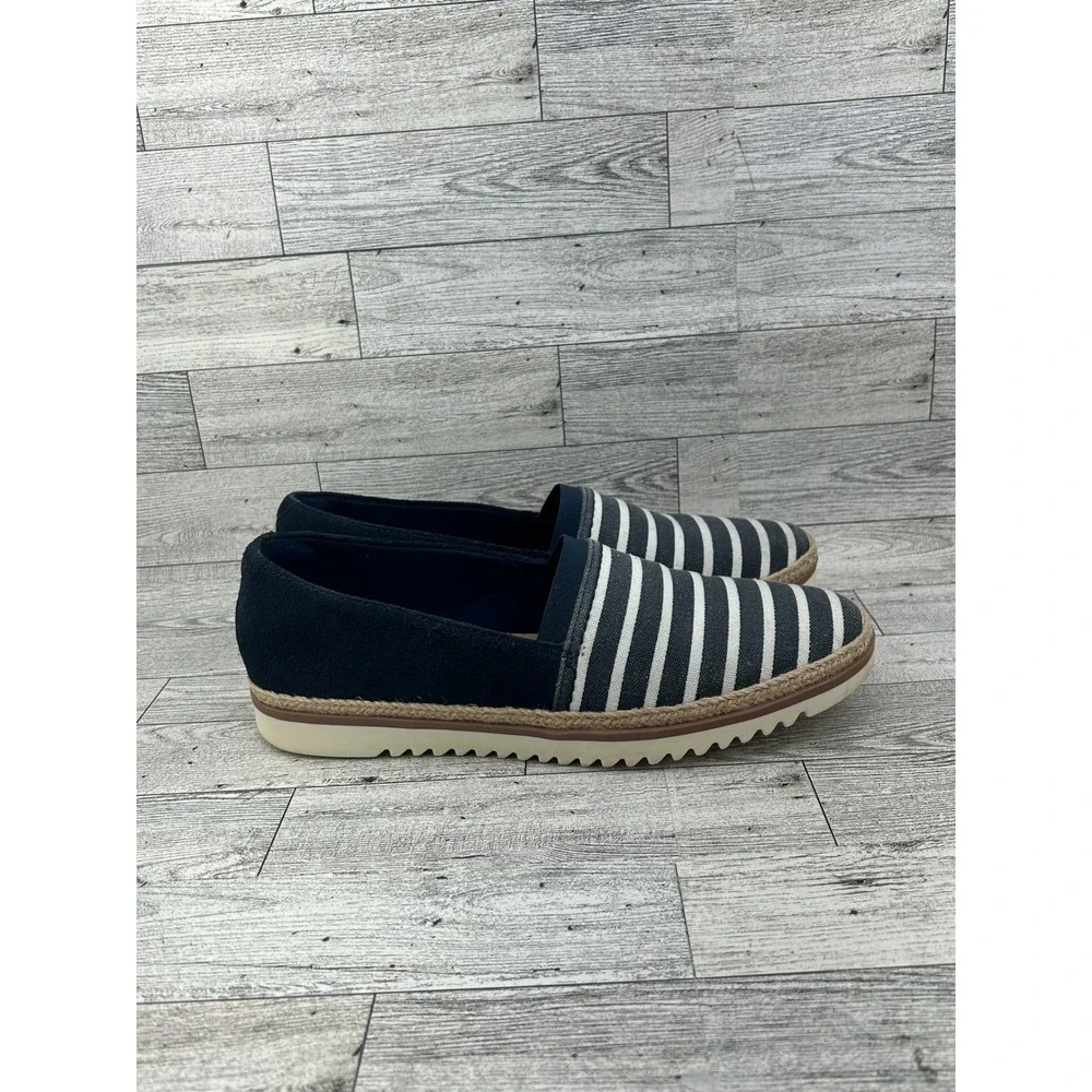 Clarks Striped Espadrille Flats Womens‎ Shoes Navy White Size 8.5