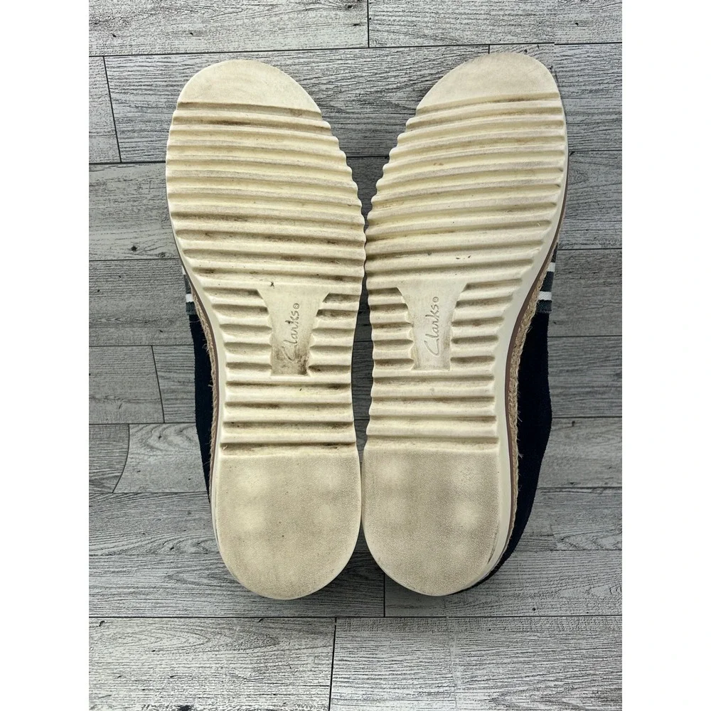 Clarks Striped Espadrille Flats Womens‎ Shoes Navy White Size 8.5