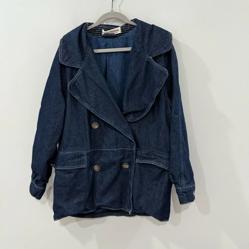 Free People Blazer Denim Car Coat in Rinse Wash
