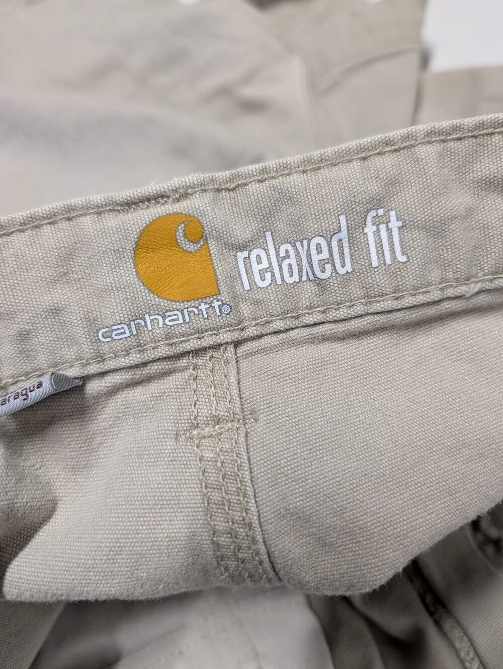 Carhartt Men's Relaxed Fit Khaki Cargo Shorts Size 38 Beige Work Utility
