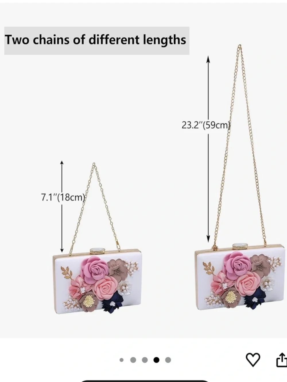 Floral Appliqué Evening Clutch - White with Pink, Mauve & Navy Flowers