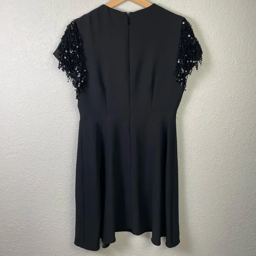 Kate Spade Fit & Flare Black‎ Sequin Sleeve Dress