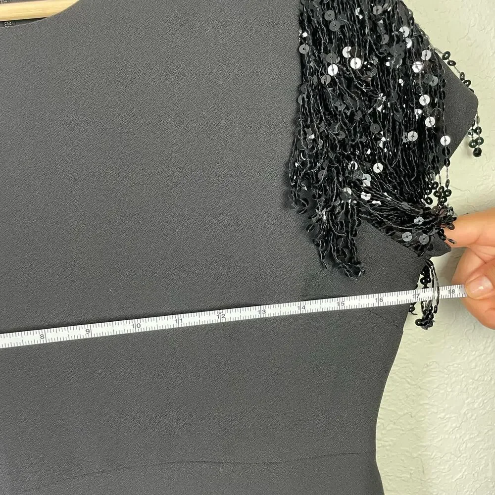 Kate Spade Fit & Flare Black‎ Sequin Sleeve Dress