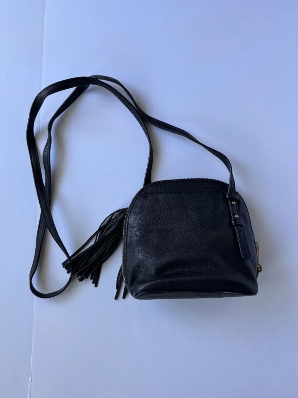 HOBO | Nash | Black Pebbled Leather Crossbody Bag with Tassel