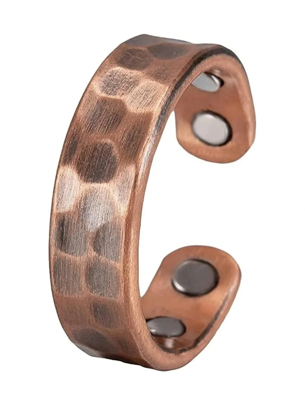NWT No Label Unisex Hammered Design Copper Adjustable Cuff Ring