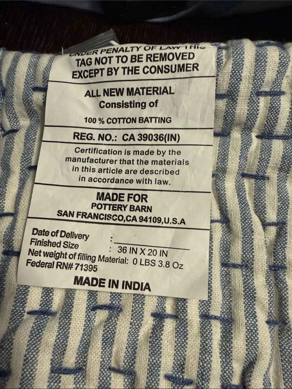 Pottery Barn Wheaton Pickstitch King Sham Reversible Chambray Cotton Linen