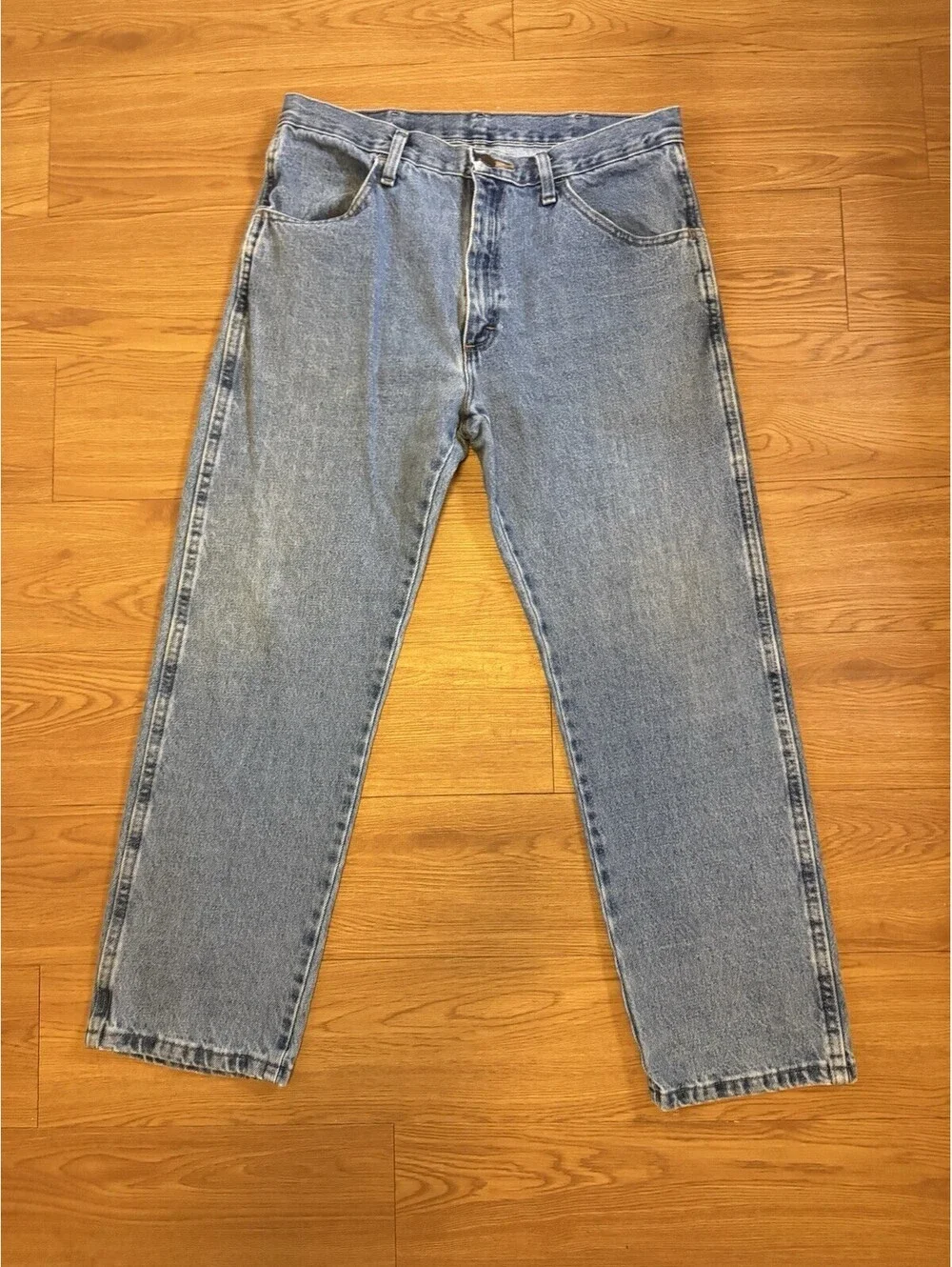 Vintage Rustler Jeans 34x29 Men’s Unisex Straight Leg Blue Denim Distressed