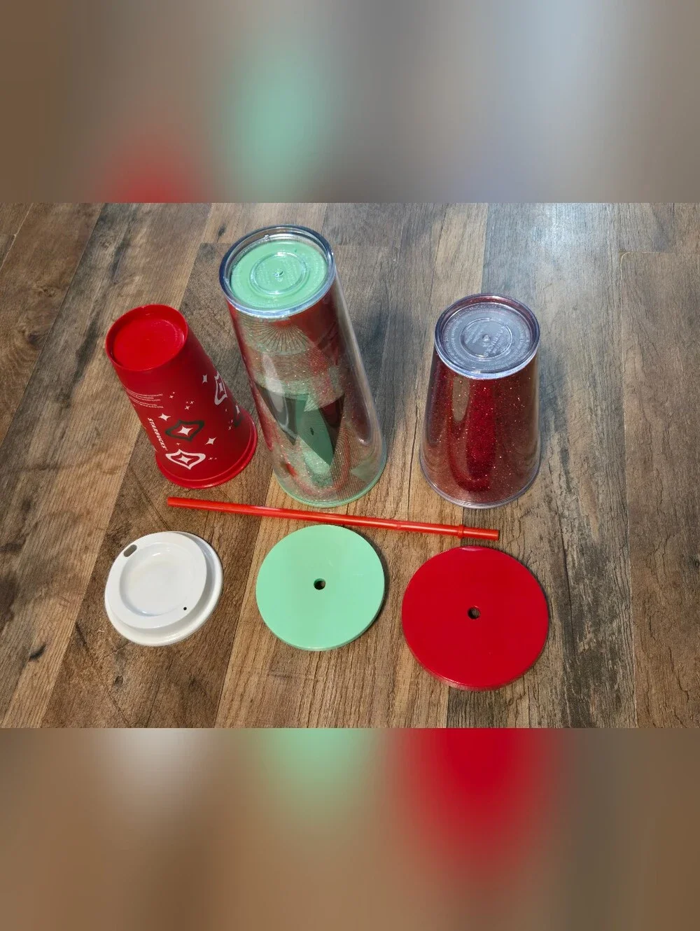 Starbucks Red and Mint Green Glitter Tumbler Trio